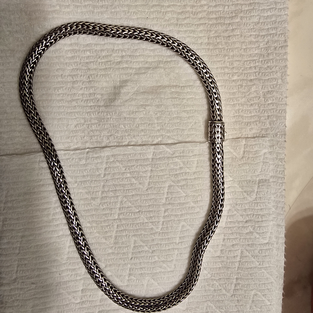 John Hardy Silver and Black Chain Necklace